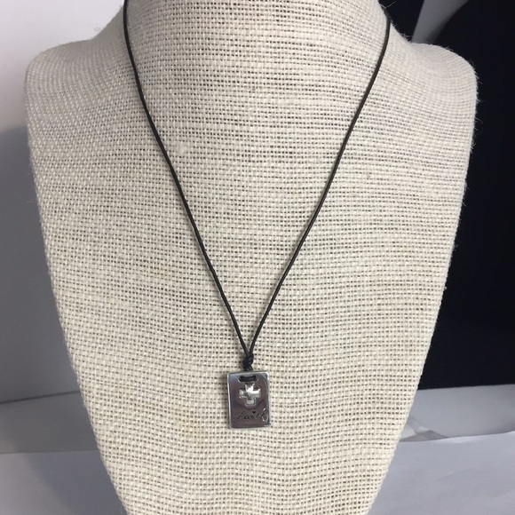 Brighton necklace cross w/faith inscribed silver - Picture 2 of 5